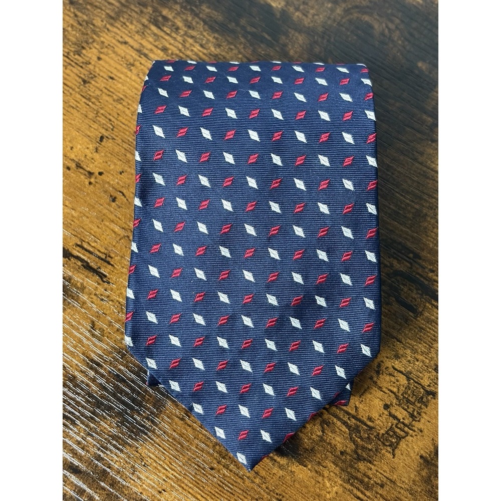 Vintage Tommy Hilfiger Silk Tie USA Made 58" Blue Geometric Silk